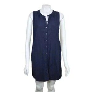 Lole Linen Blend Shirt Dress Sleeveless Mini Blue Size  Medium